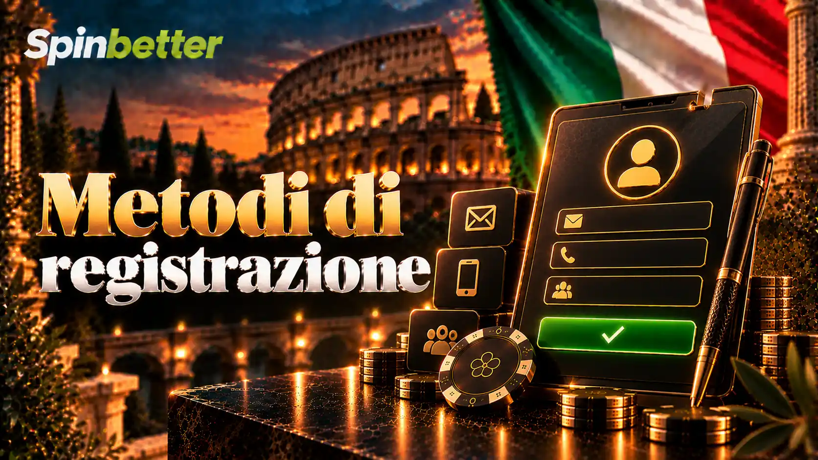 Banner con i metodi di registrazione disponibili sul sito